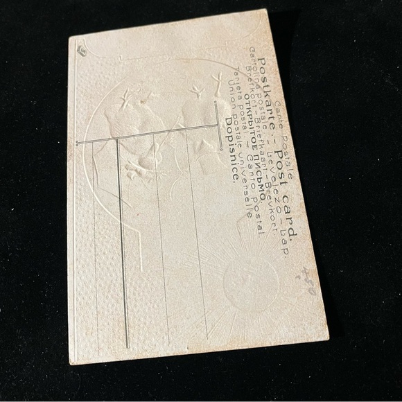 Vtg Easter Postcard Anthropomorphic Sun & Chick Couple Flowers Umbrella Top Hat - Picture 6 of 6